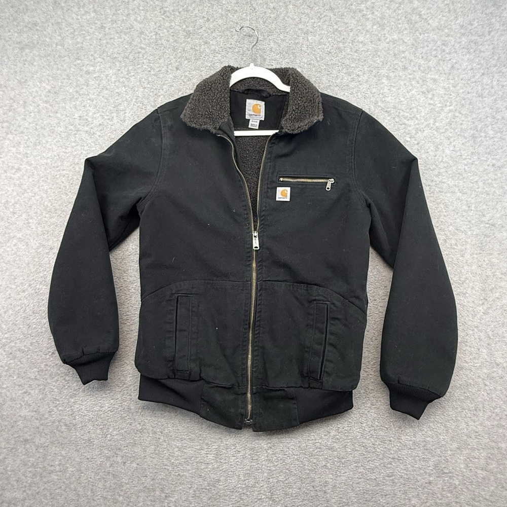 Carhartt Wildwood Jacket Sherpa Lined  100815 001 Black Womens S 4-6 Trucker EUC